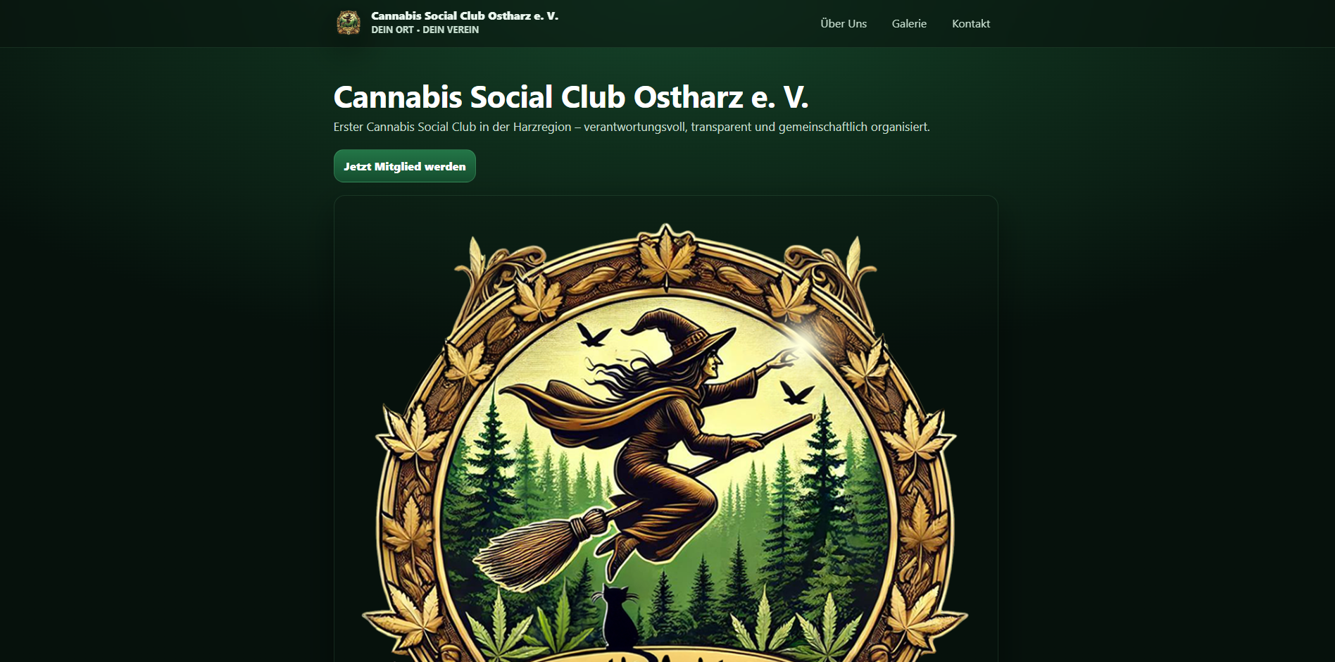 Screenshot der Website vom Cannabis Social Club Ostharz e. V.